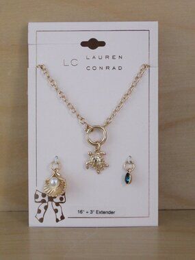 LC Lauren Conrad Gold Tone Turtle Charm Necklace